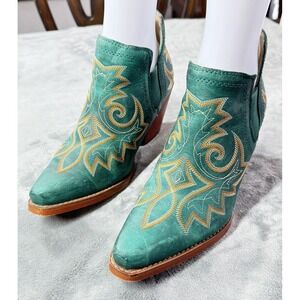 Durango Boots Womens Size 6.5 Green Turquoise Western Ankle Booties DRD0400